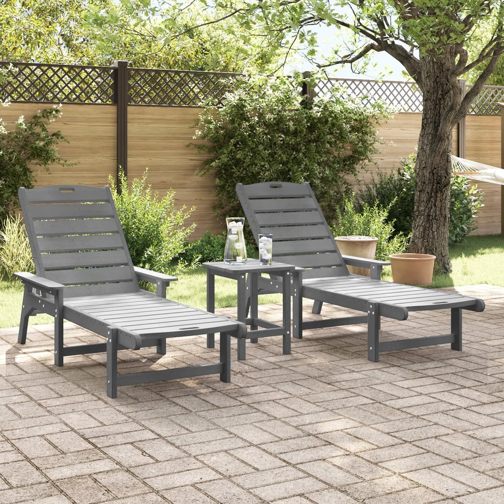 Espreguiçadeiras 2 pcs Cinzento Claro 162x53x98.5 cm HDPE, vidaXL Espr
