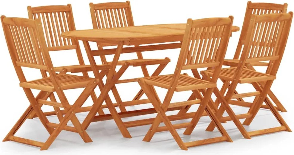 vidaXL 7 pcs conj. jantar exterior dobrável madeira eucalipto maciça
