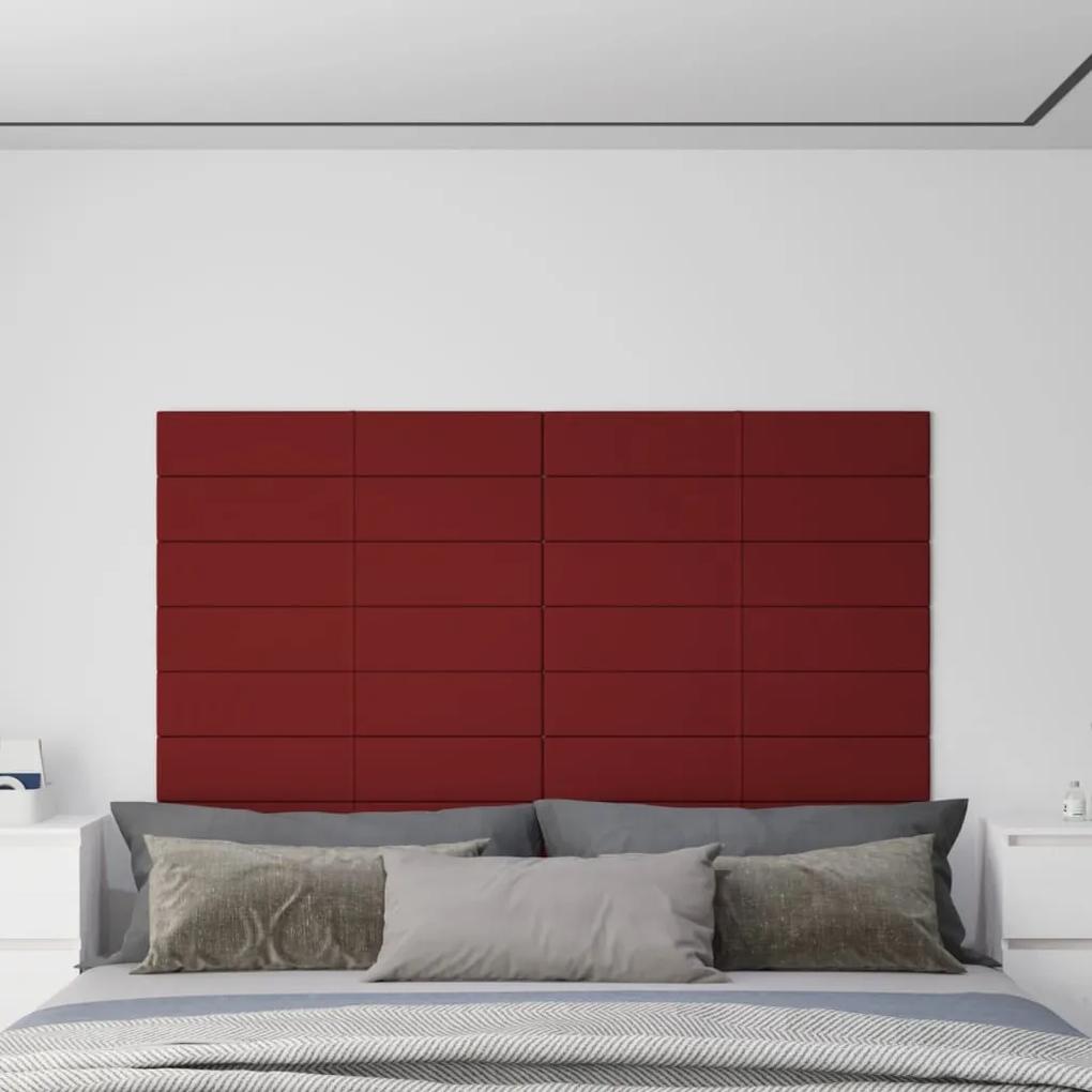 344097 vidaXL Painel de parede 12 pcs 90x15 cm tecido 1,62 m² vermelho tinto