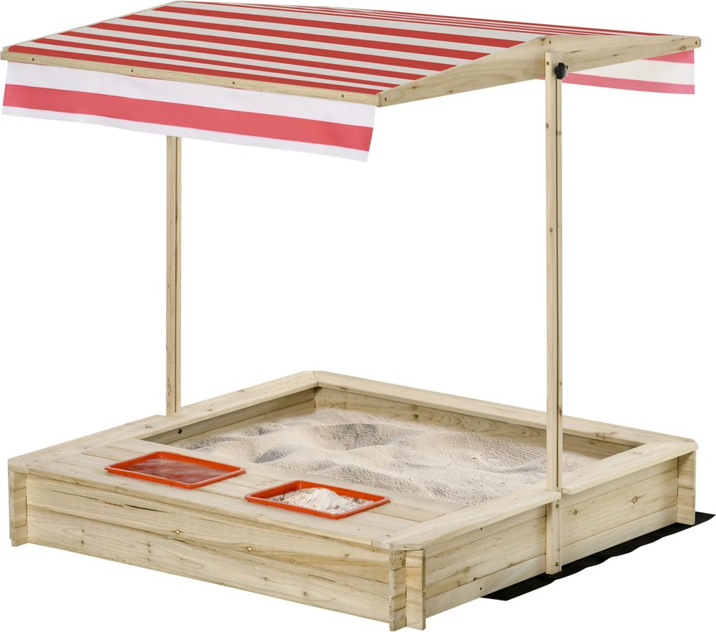 Caixa de areia quadrada em madeira, 1,18 x 1,18 x 1,18 - 2 compartimentos - Madeira de abeto tratada em autoclave