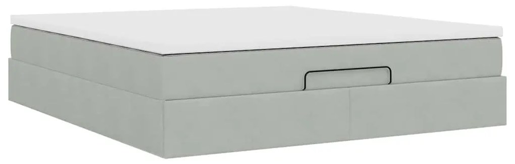 Estrutura de cama otomana com colchão 180x200 cm cinzento claro