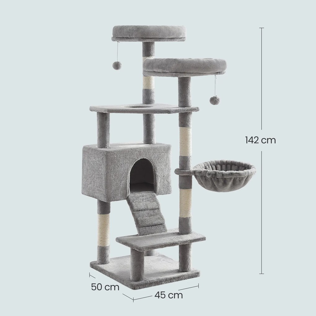 Arranhador para gatos 50 x 45 x 142 cm cinza claro