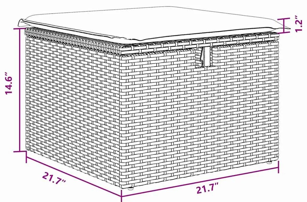 Sofá de Jardim 8 Peças com Almofadas - Preto, Rattan, Poliéster