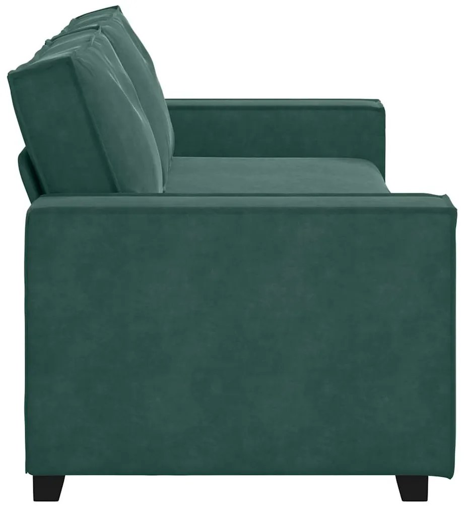 Sofá de 3 lugares 180 cm veludo verde-escuro