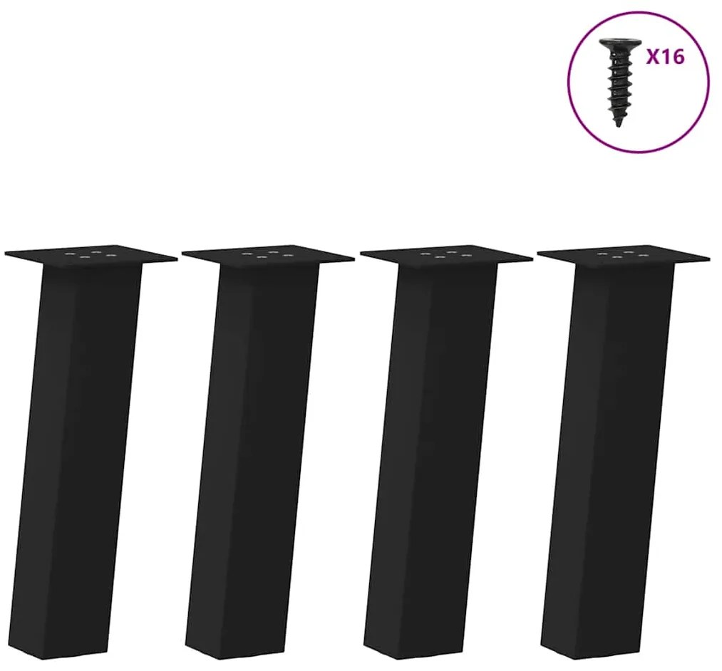 vidaXL Pés para mesa de centro 4 peças, preto, 42 cm, aço