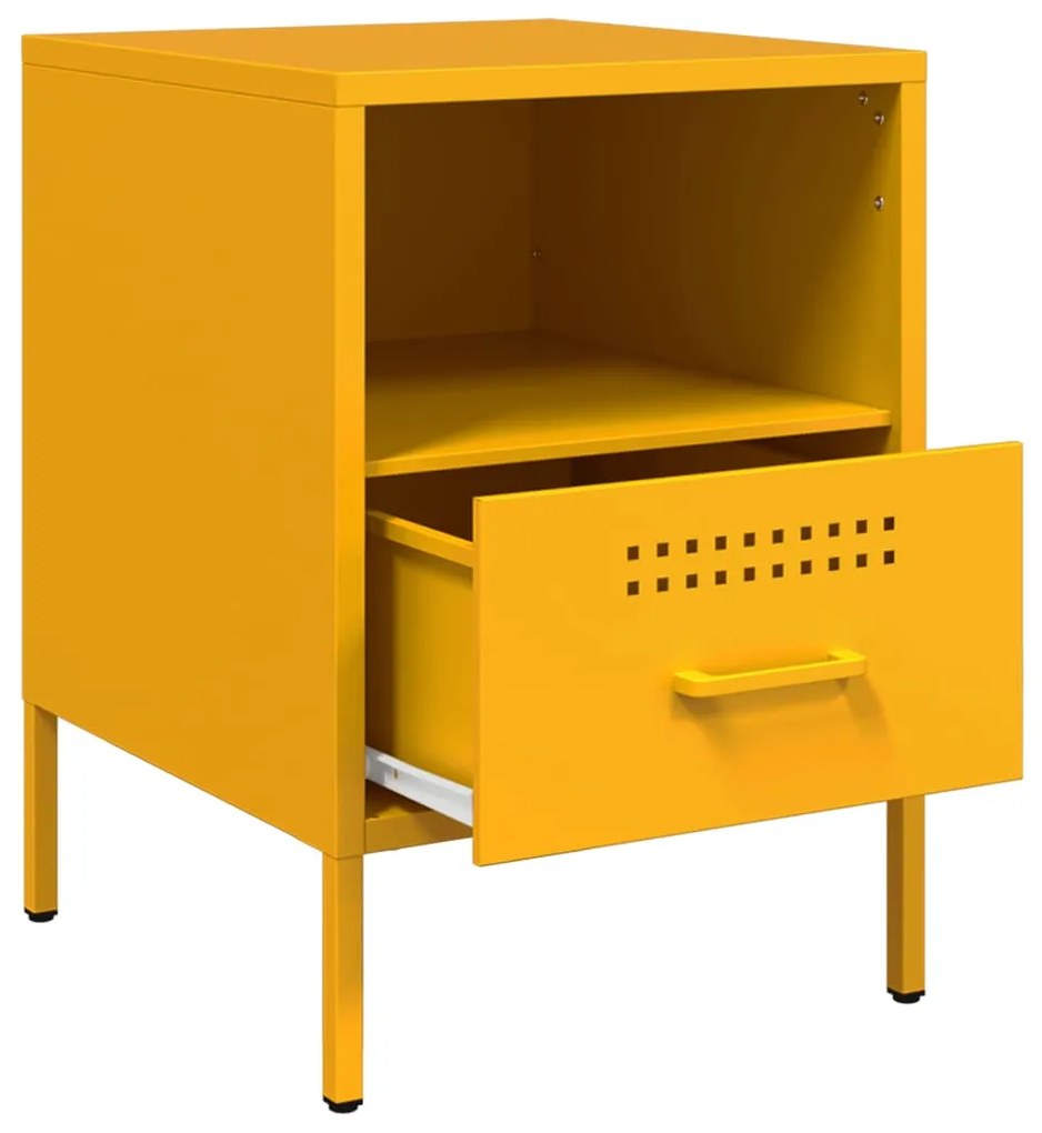 Mesas de cabeceira 2 pcs 36x39x50,5 cm aço amarelo mostarda