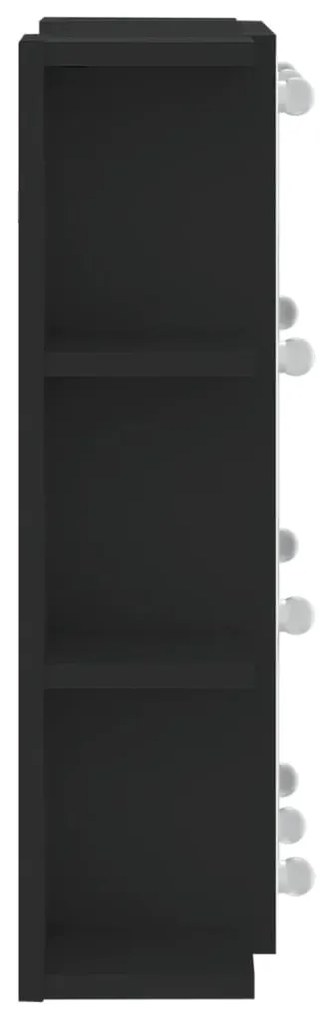 Armário espelhado com luzes LED 70x16,5x60 cm preto