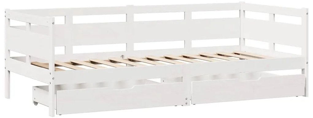 Sofá-cama c/ gavetas 90x200cm madeira de pinho maciça branco