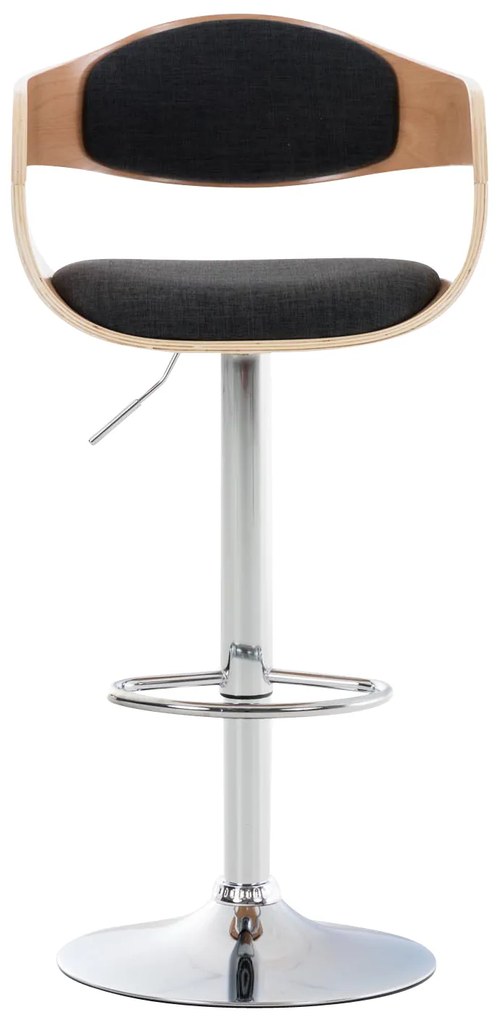 Banco de bar Kingston em tecido e com estrutura cromada 50 x 88-102 x 48 cm Cinzento escuro + Cor Natural