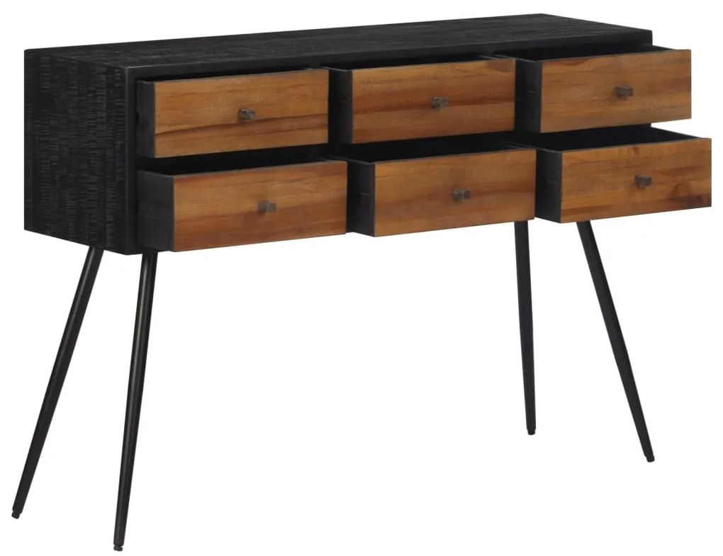 Mesa consola com gavetas 116x30x76 cm teca recuperada maciça