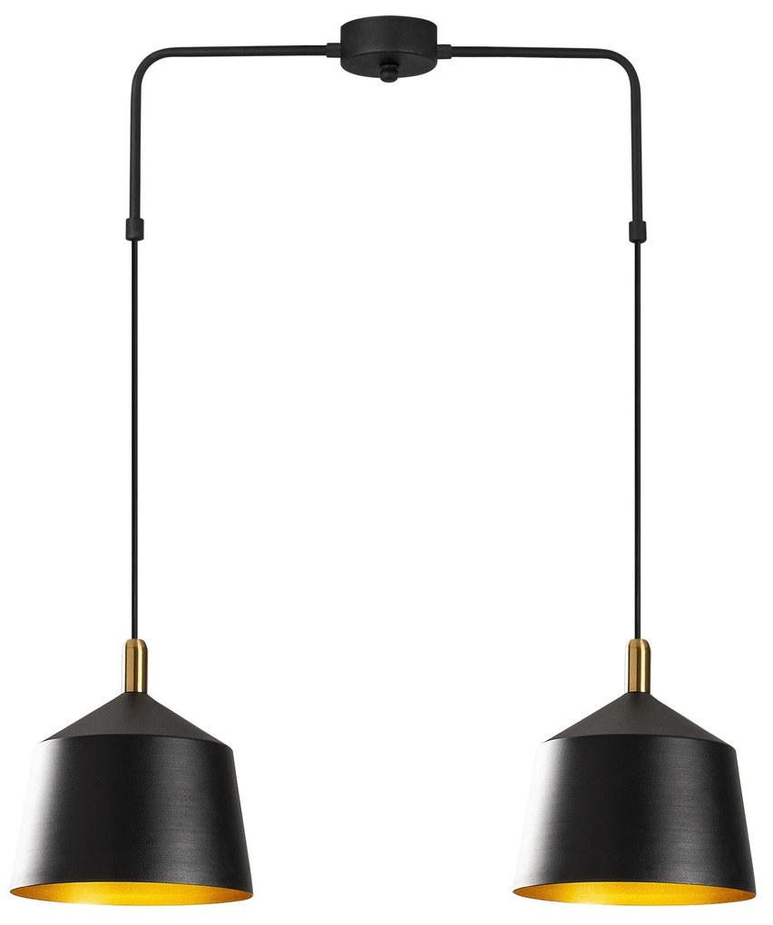 Candeeiro Suspenso Saglam – Preto e Dourado – 70 x 70 cm