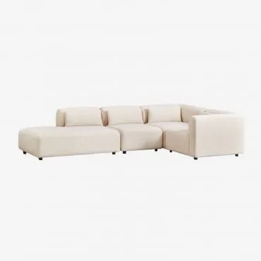 Sofá Modular De Canto Em L De 4 Peças Com Chaise Longue À Esquerda Fogler Linho Veludo Bege Linho - Sklum