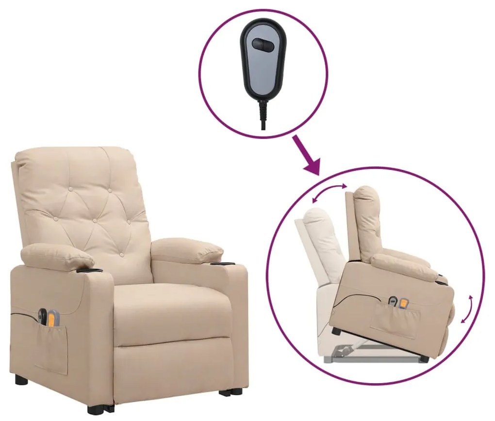 Poltrona de massagens tecido cor creme