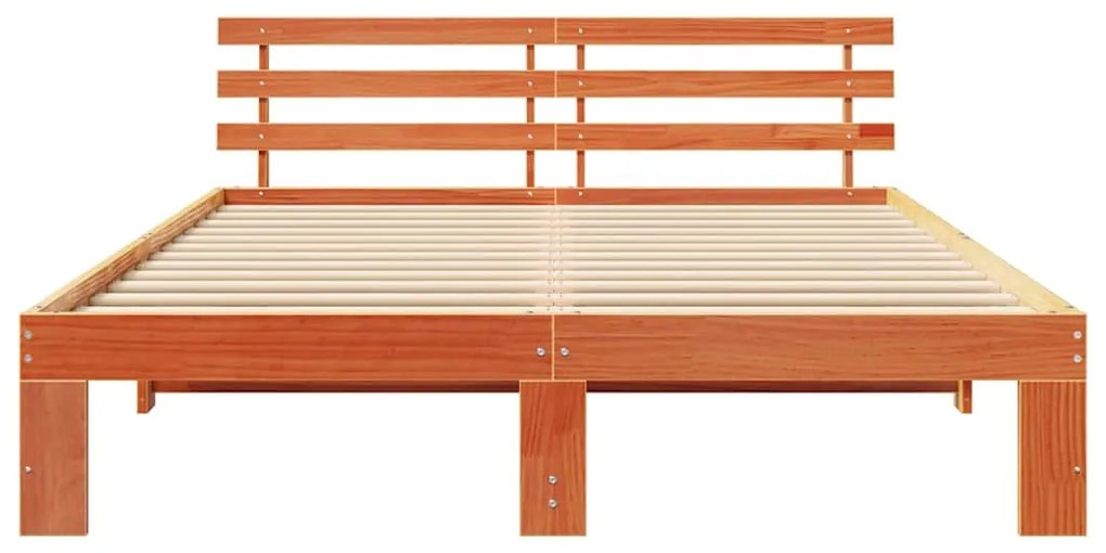Estrutura de Cama de Madeira de Pinho Castanho Encerado