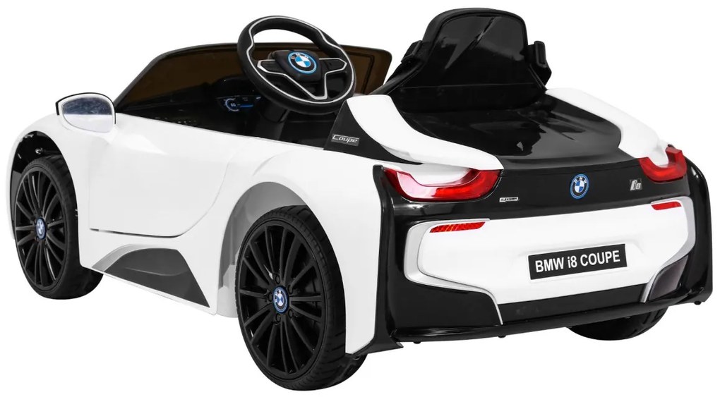 Carro elétrico para Crianças 12V BMW I8 LIFT Rodas de EVA, Assento de couro Branco