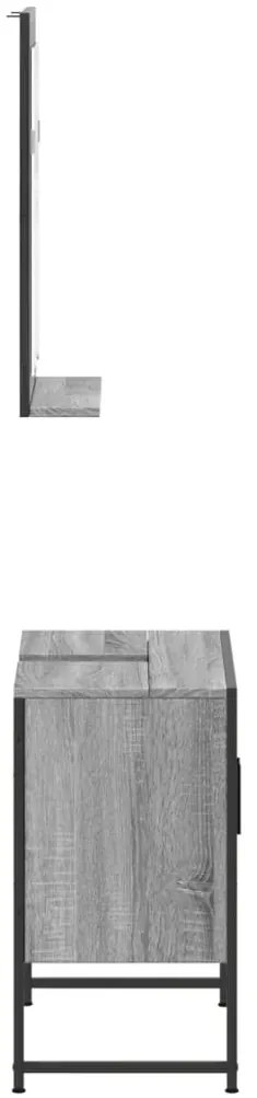 2 pcs conj. móveis casa de banho derivados madeira cinza sonoma