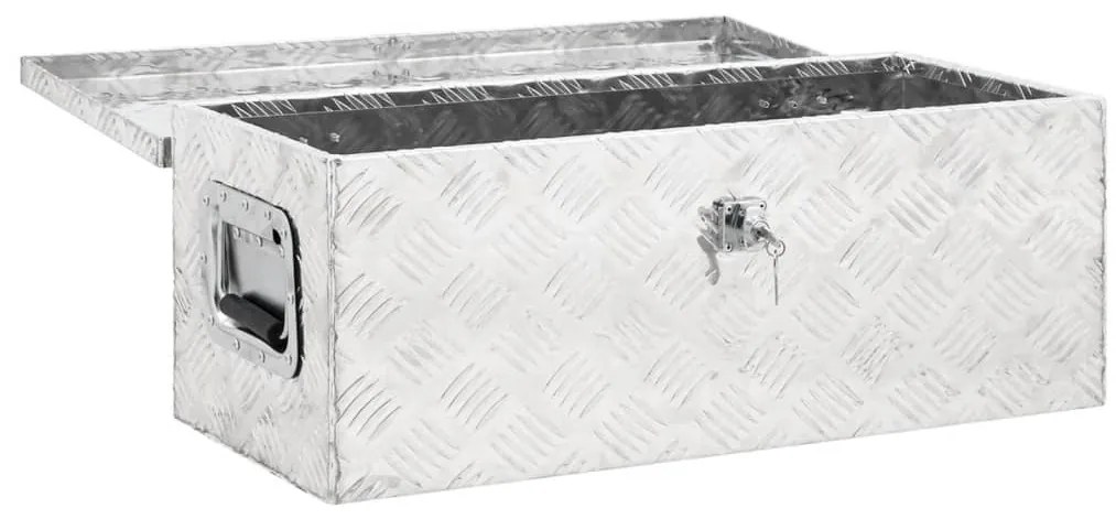 Caixa de arrumação 70x31x27 cm alumínio prateado