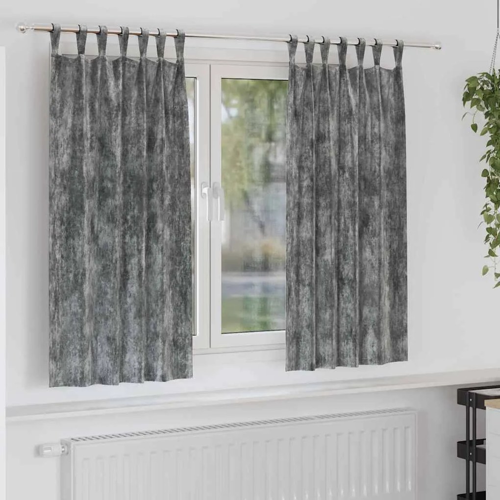 Cortinas de Veludo 2 pcs com Ilhós Cinzas 175x140 cm