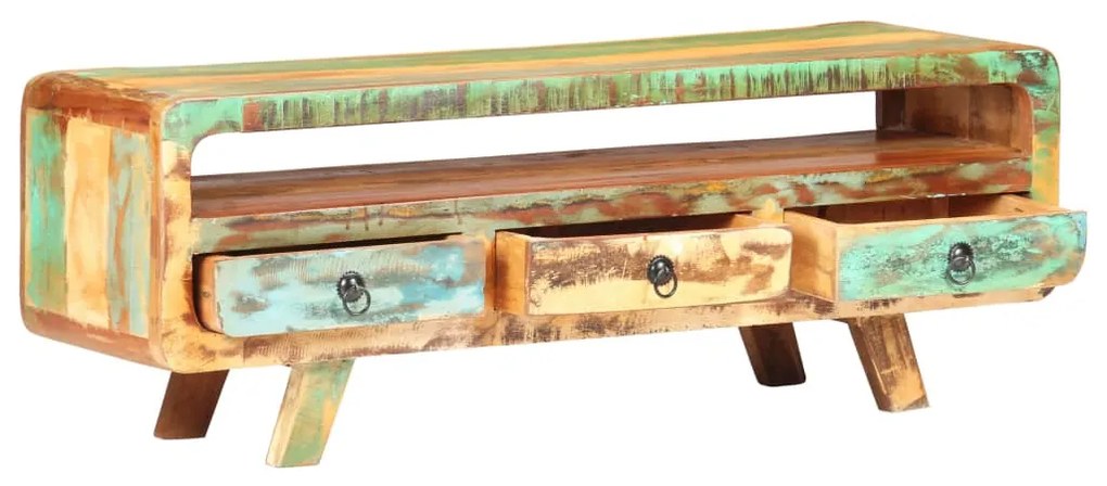 Móvel de TV 117x30x41 cm madeira recuperada maciça