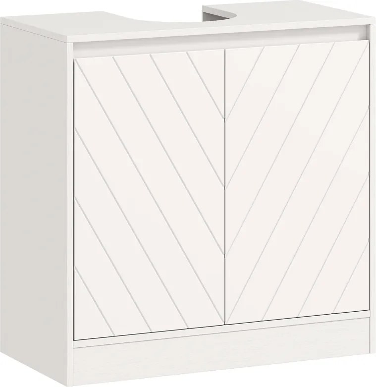 Móvel casa de Banho 60x30x59,8 cm para Lavatório Pousar (NÃO INCLUIDO) com 2 Portas e Prateleira Ajustável para Lavatórios com ou sem Pedestal Branco