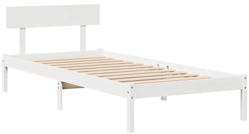 Cama sem colchão 75x190 cm madeira de pinho maciça branco