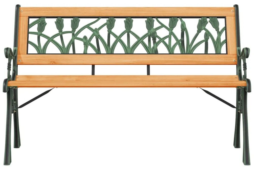 Banco de jardim 116 cm madeira de abeto maciça e aço