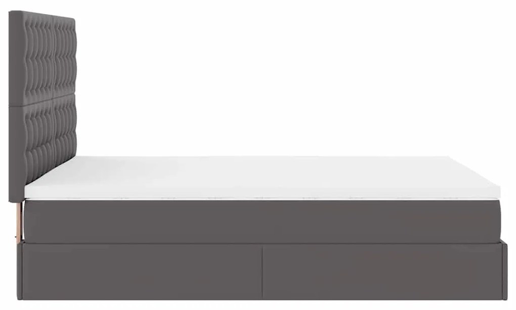 Estrutura de cama otomana com colchão 140x190 cm cinzenta