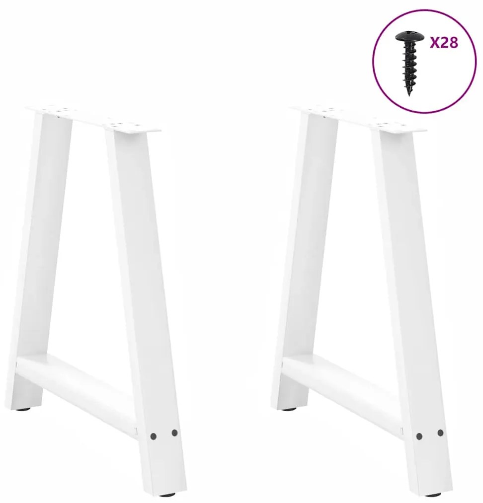 Pés para mesa de jantar em formato A, 2 peças, branco, 80x (72-73) cm,