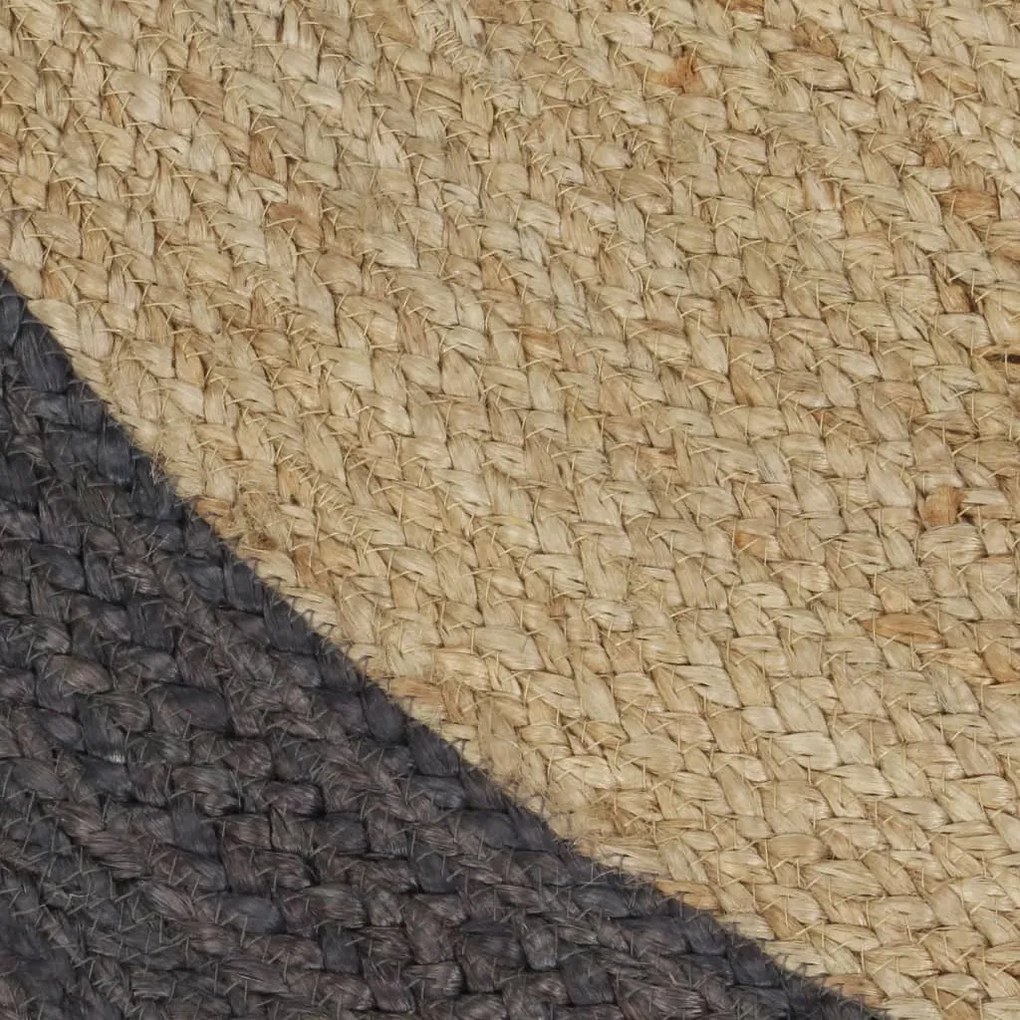 Tapete artesanal em juta com rebordo cinzento escuro 240 cm