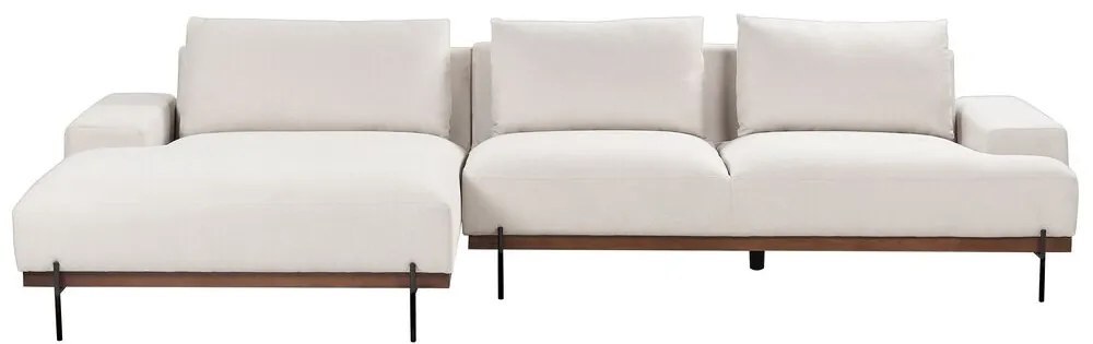 Sofá de canto 3 lugares em tecido creme à direita MARIFERD Beliani