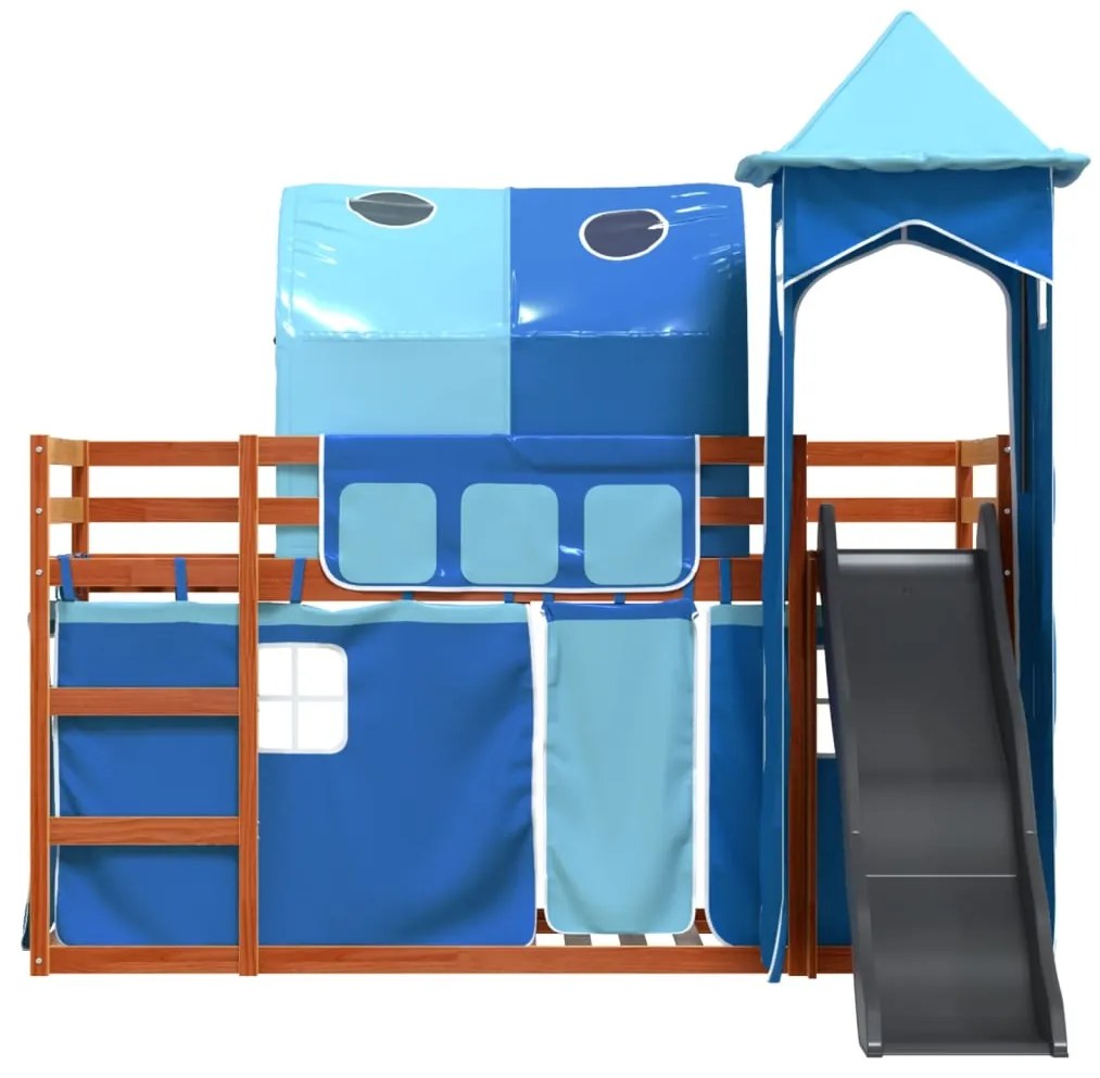 Beliche com escorrega e cortinas 90x190 cm azul