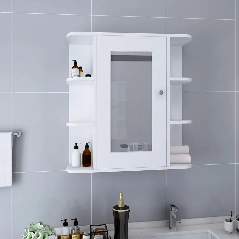 323601 vidaXL Armário espelhado para casa de banho 66x17x63 cm MDF branco