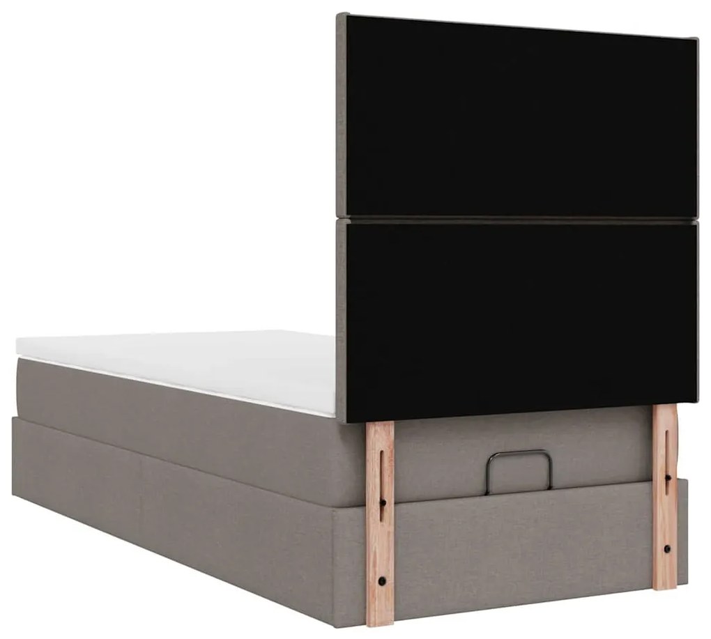 Cama otomana com colchão 100x200 cm tecido cinza