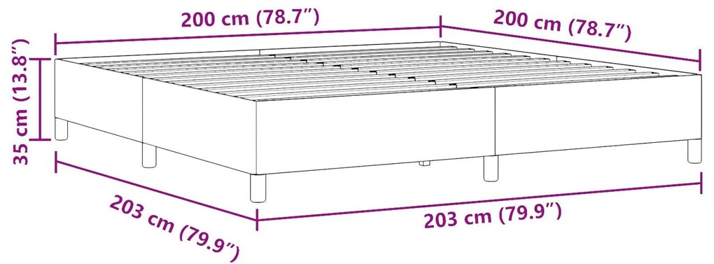 Estrutura de Cama vidaXL Verde Claro Cinza 200x200 cm Tecido Canelado