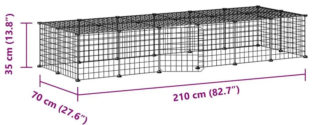 Gaiola p/ animais de 28 painéis c/ porta 35x35 cm aço preto