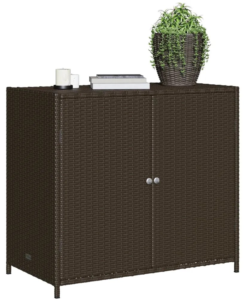 Armário de arrumação p/ jardim 83x45x76 cm vime PE castanho