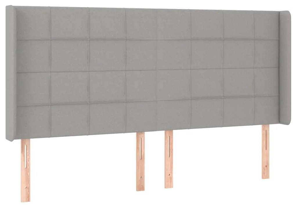 Cabeceira cama c/ luzes LED tecido 203x16x118/128cm cinza-claro