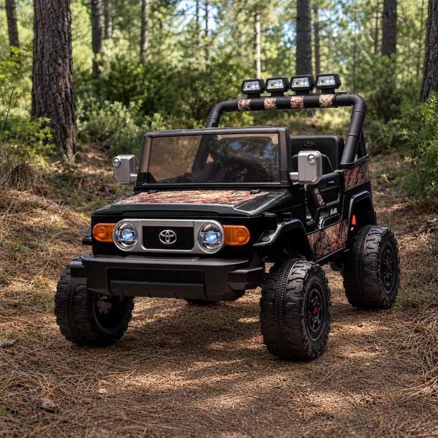 Carro elétrico para crianças Toyota FJ Cruiser XXL 24V 4x4, licença oficial (dois lugares), bateria de lítio portátil, chassis alto, suspensão traseir