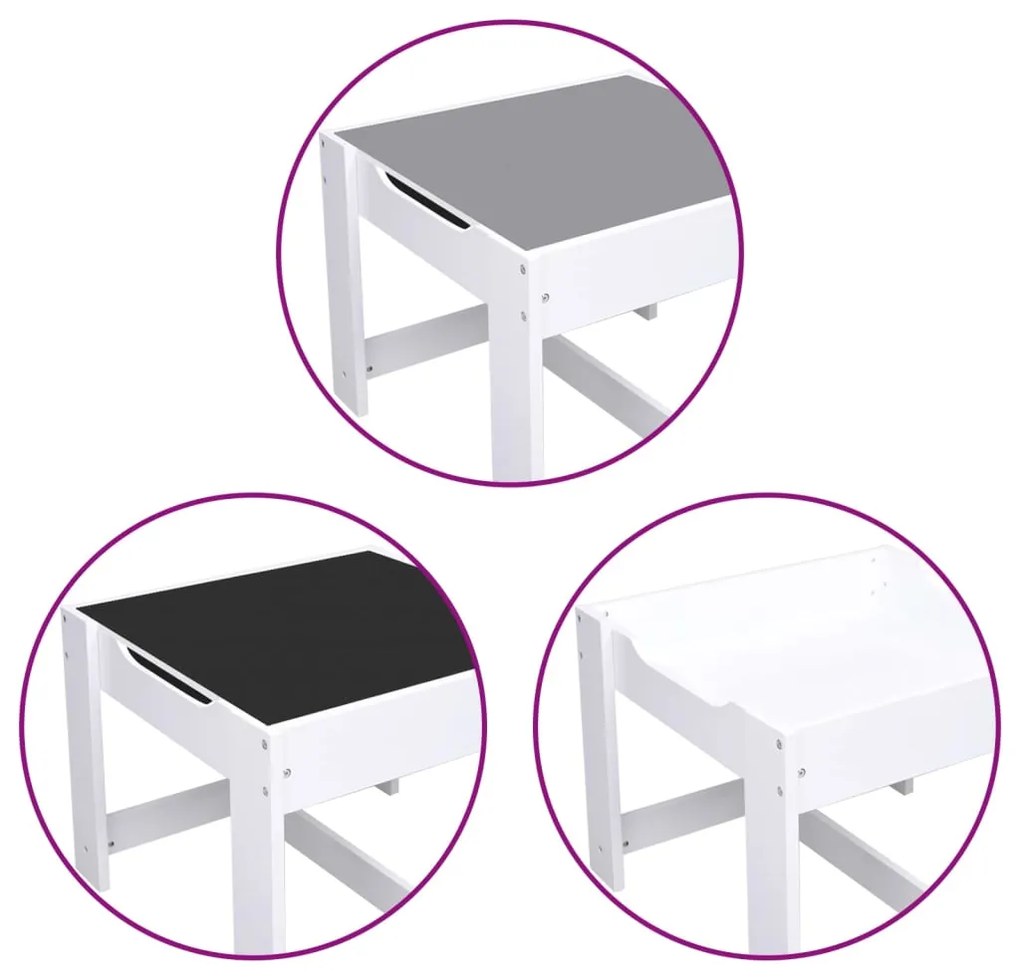 Mesa infantil com duas cadeiras MDF branco