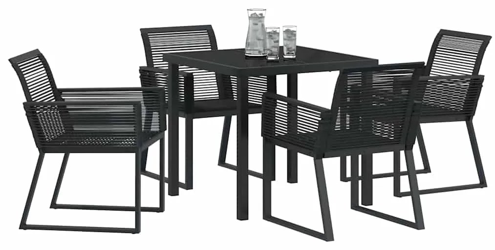 Conjunto de jantar de jardim de 5 peças em rattan sintético preto
