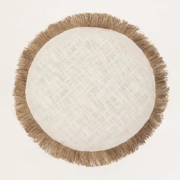 Almofada Redonda Ø40 Cm Em Algodão Paraíba Gardénia Branco - Crema Linho - Sklum