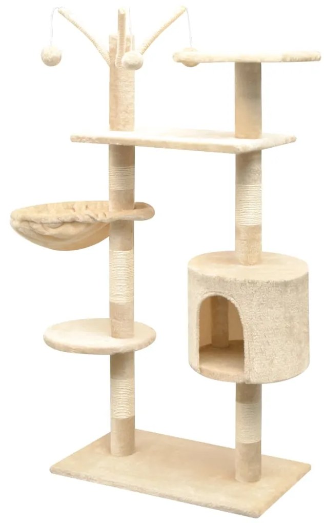 Árvore para gatos c/ postes arranhadores sisal 125 cm bege