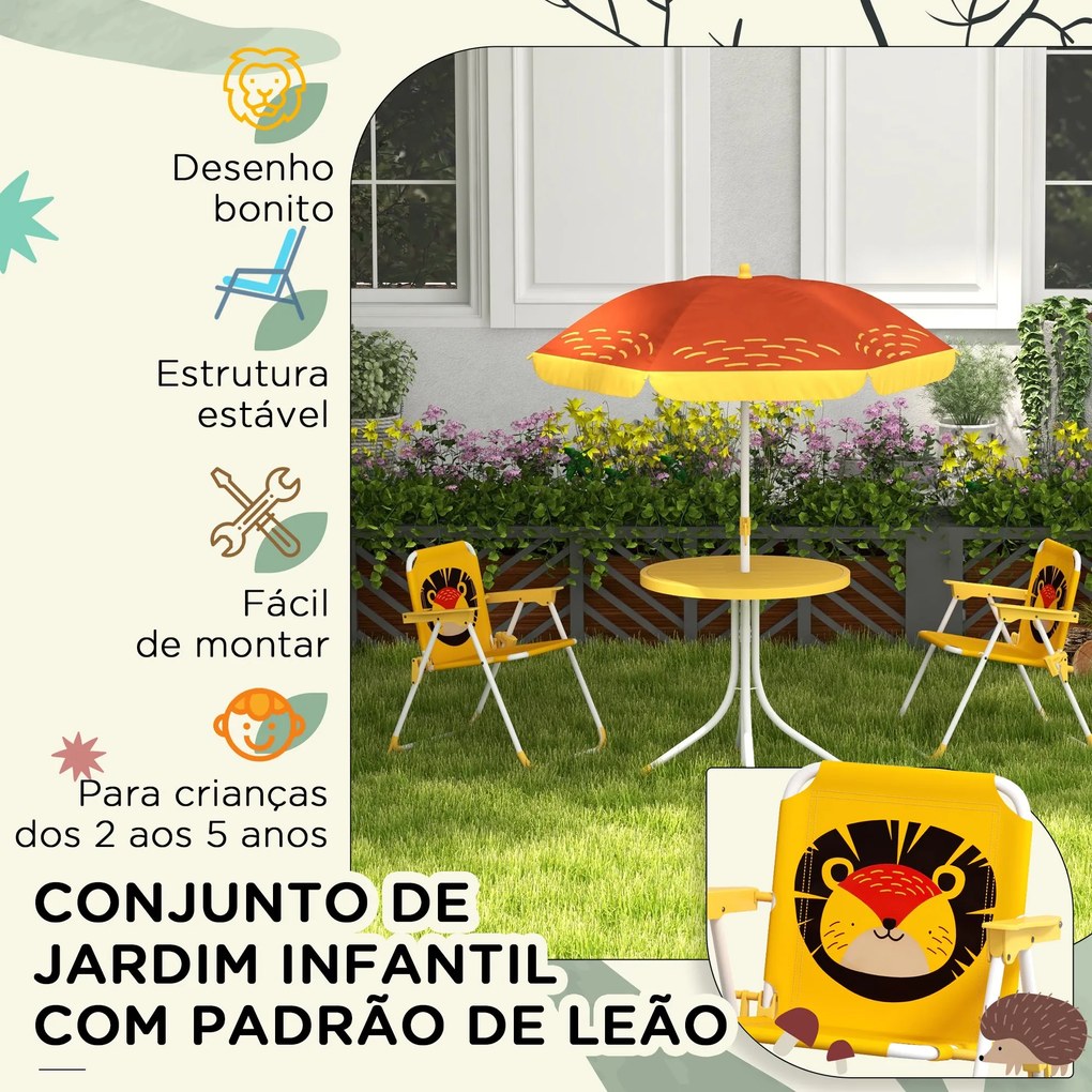 Conjunto Infantil de Mesa e Cadeiras de Exterior Conjunto de 2 Cadeira