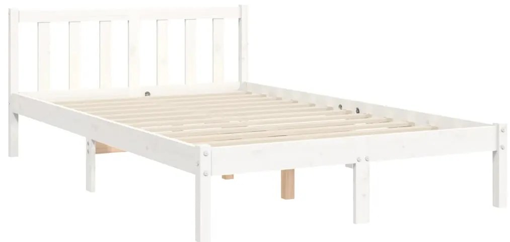Cama sem colchão 120x200 cm madeira de pinho maciça branco