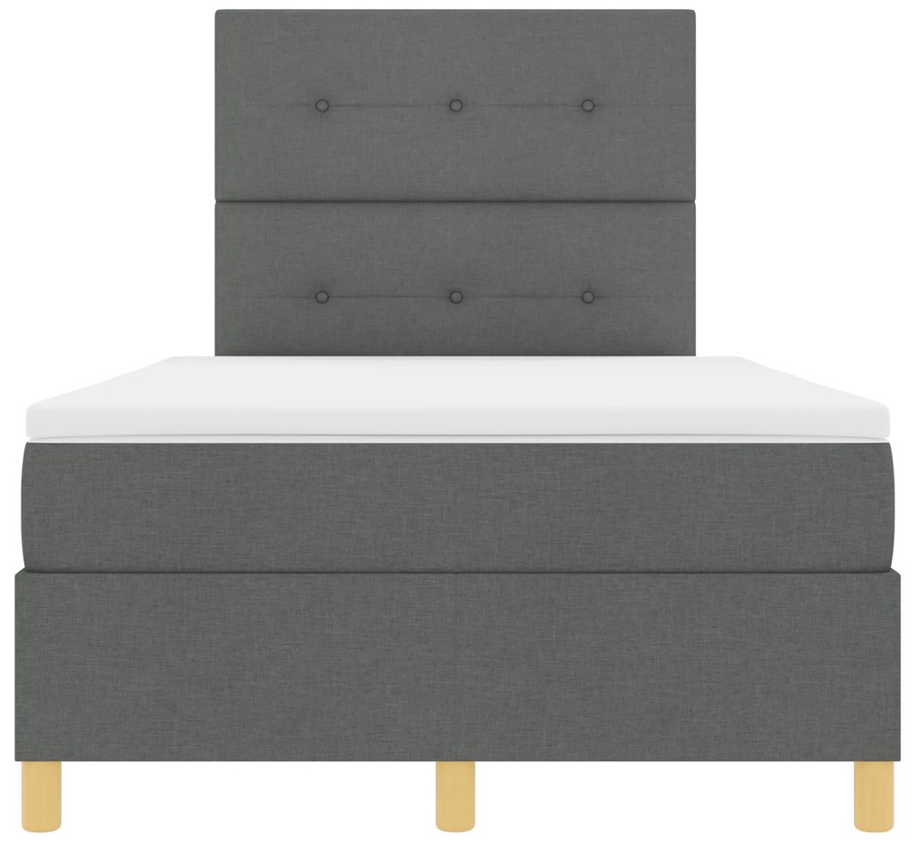 Cama Box Spring com Colchão Cinza Escuro 120x200 cm Tecido
