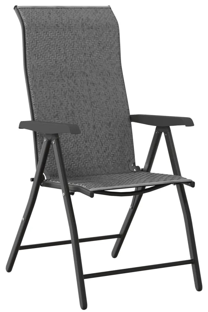 Cadeiras de jardim dobráveis 4 pcs vime PE cinzento