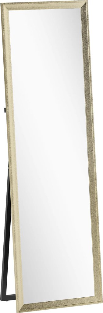 HOMCOM Espelho de corpo inteiro, posicionamento flexível, 160 x 50 cm, tom dourado | Aosom Portugal