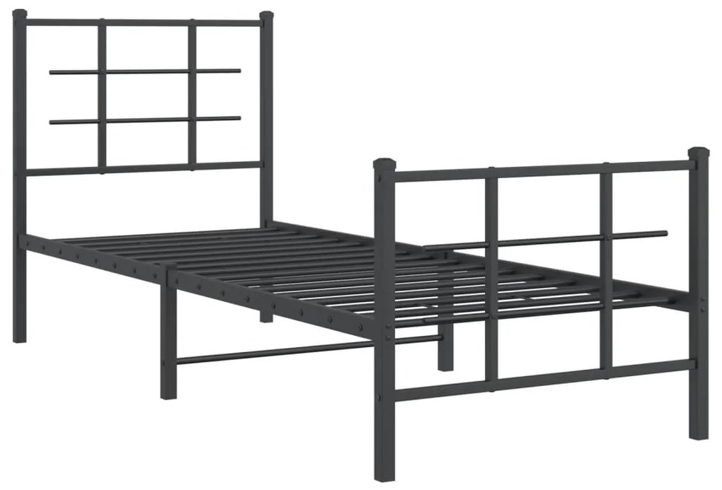 Estrutura de cama com cabeceira e pés 80x200 cm metal preto