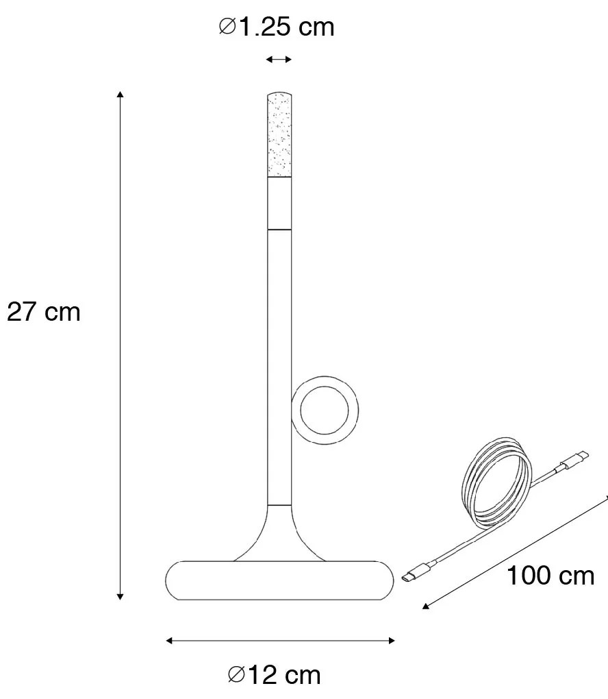 LED Conjunto de 2 candeeiros de mesa de exterior pretos com dimmer recarregável - Sjarel Design