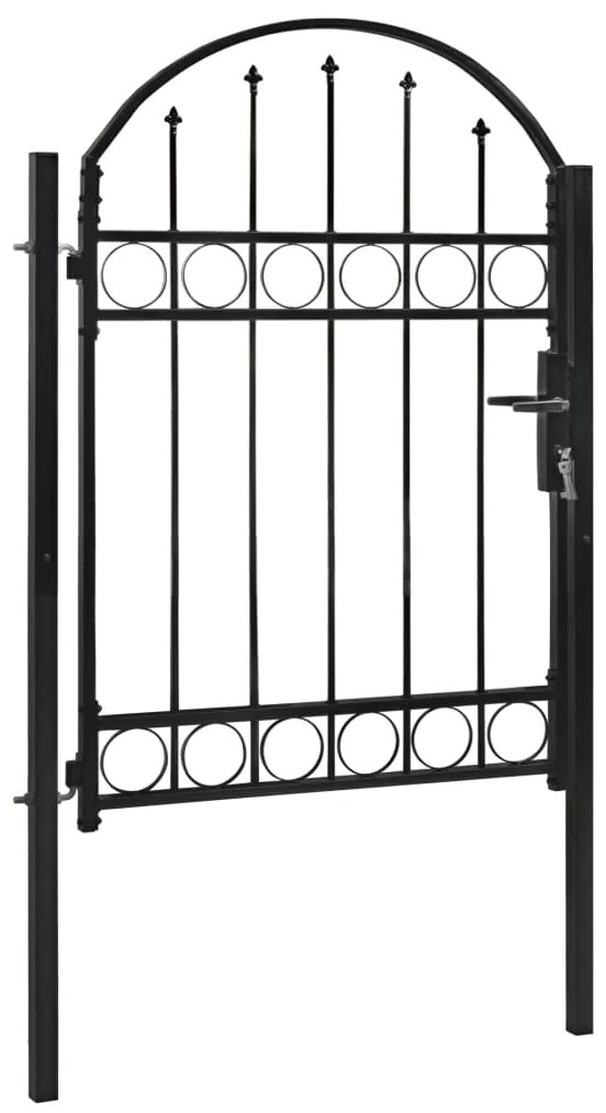 Portão para cerca com topo arqueado 100x125 cm aço preto